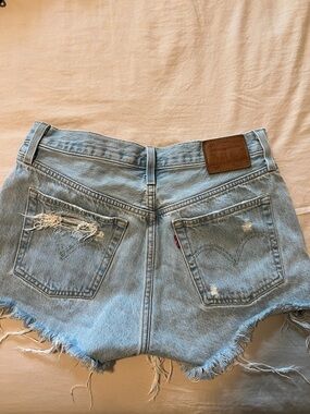 Levi's Light Blue Distressed Denim Cutoff Shorts